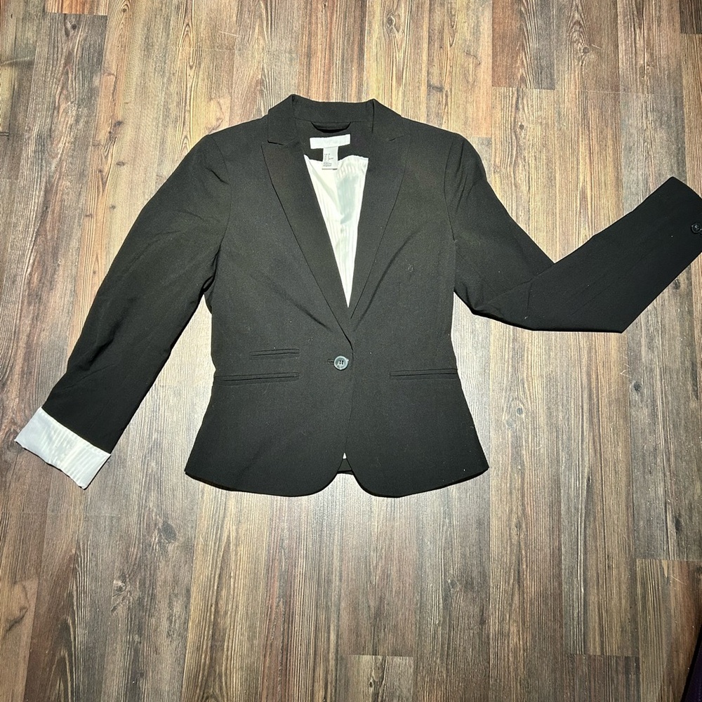 H&M Charcoal Blazer with Ivory Lining
